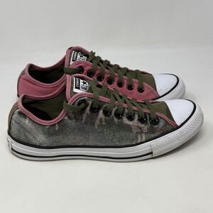 Converse All Star Shoes Womens 10.5 Pink Green Camo Low Top Sneakers